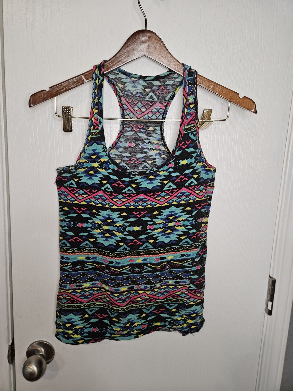 Rue21 Multicolor Aztec Racerback Tank - Black, Turquoise, Pink, Yellow